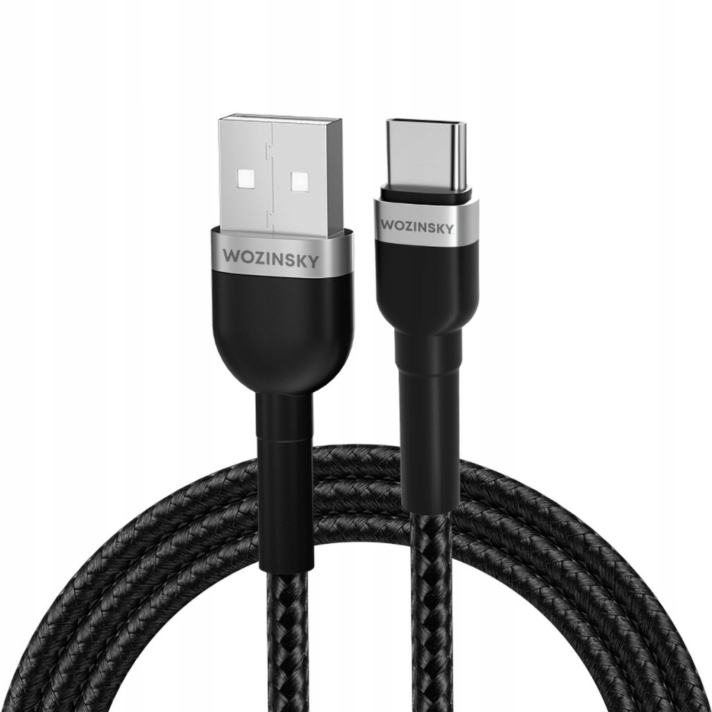 Kabel przewód w oplocie USB-A - USB-C 2.4A 2m czarny