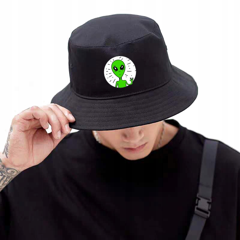 Kapelusz Bucket CZARNY Rybacki HAT ALIEN TOP WZORY