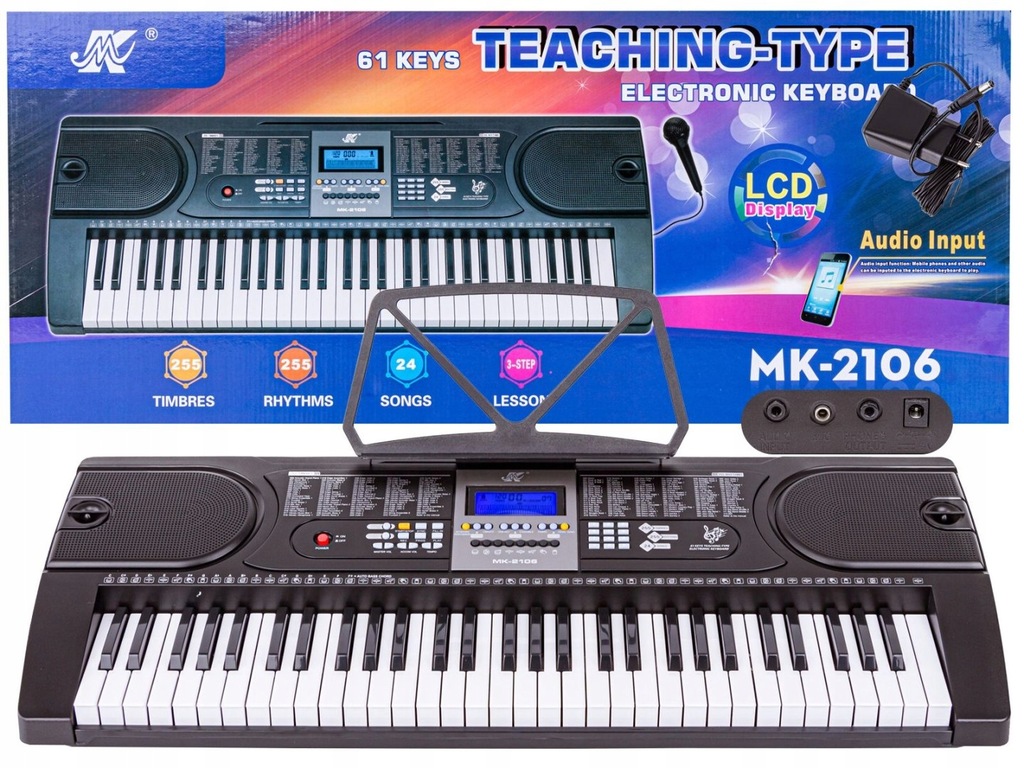 Keyboard Organy 61 Klawiszy Zasilacz Mikrofon MK-2106 Meike