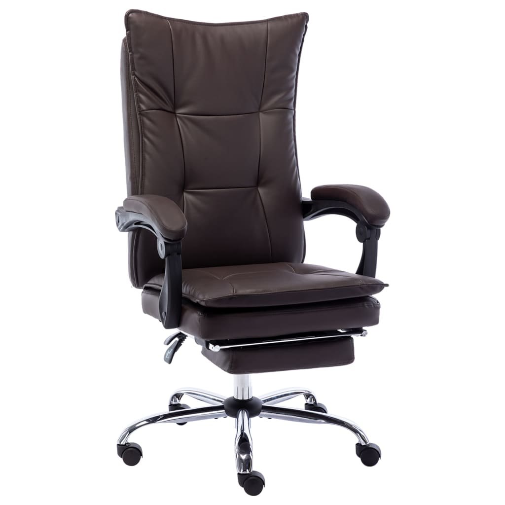Krzesło biurowe, brązowe, obite sztuczną skórą