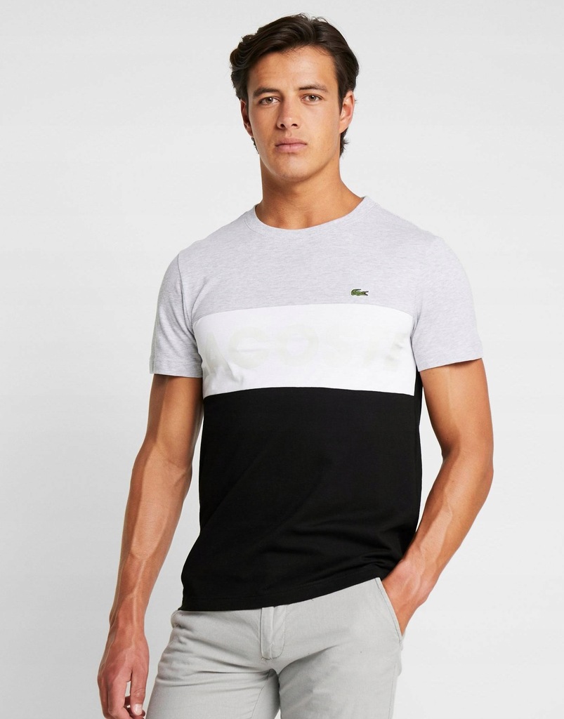 D3A213*LACOSTE SPORT T-SHIRT Z NADRUKIEM S 36 Z01