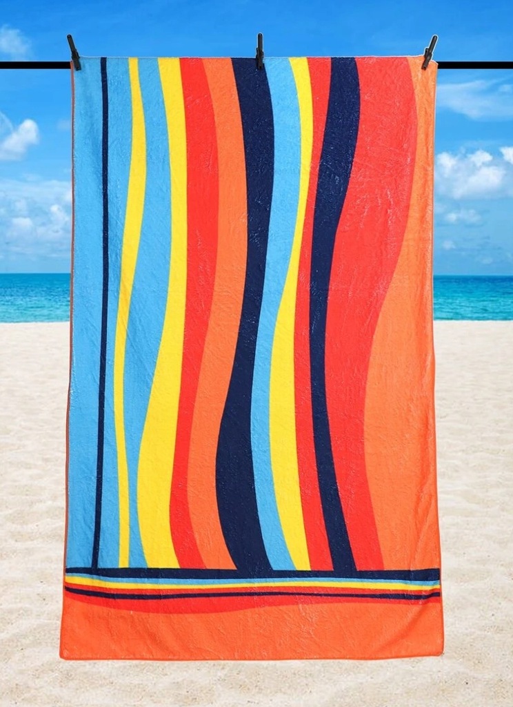 SHEIN ręcznik plażowy kolorowy paski lato