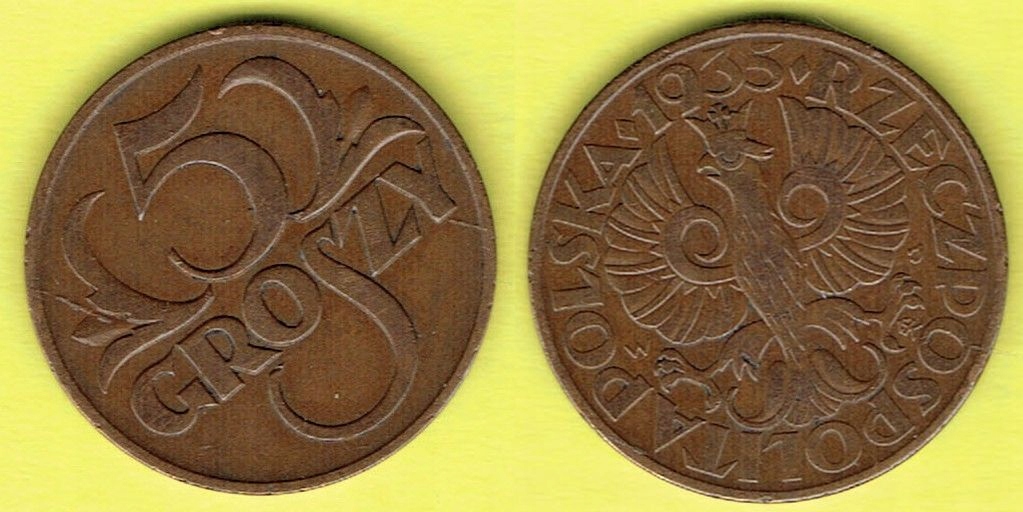 POLSKA 5 groszy 1935 r.