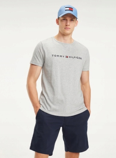 TOMMY HILFIGER SZARY T-SHIRT Z LOGO__M