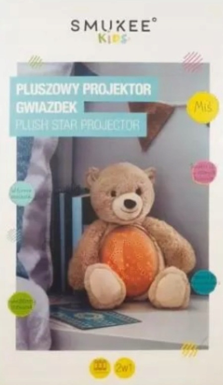 SMUKEE Pluszowy projektor gwiazdek LED - miś