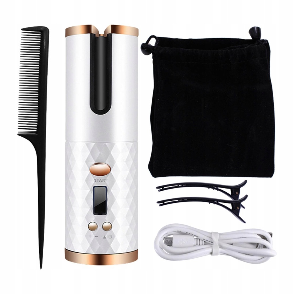 Automatyczna lokówka do włosów bezprzewodowa biała