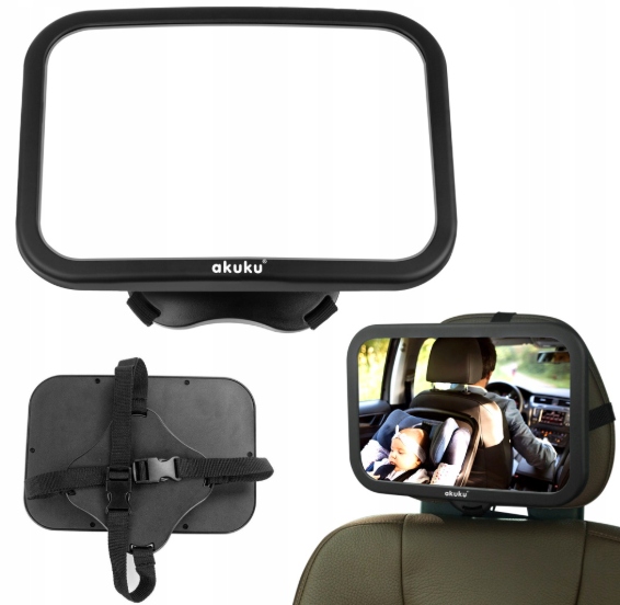 LUSTERKO DO OBSERWACJI DZIECKA W SAMOCHODZIE AUCIE REGULOWANE 360° AKUKU