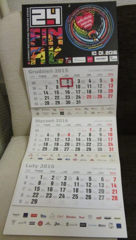 ♪♥♪ Kalendarz trójdzielny  WOŚP ♫♥♫