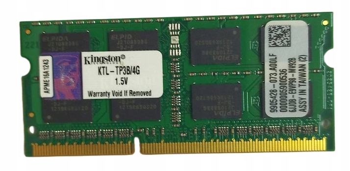Pamięć 4GB RAM (1x4GB) DDR3 SODIMM KINGSTON PC3-10600 1333MHz SO-DIMM lapto