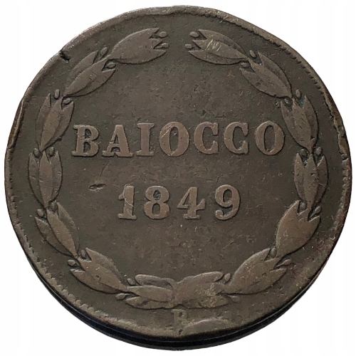 49019. Państwo Kościelne - 1 baiocco - 1849r. „B” - Bolonia - 9,61/30mm