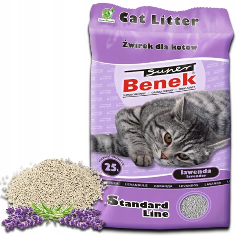 Żwirek dla kota bentonitowy Super Benek COMPACT lawendowy 25l Benek