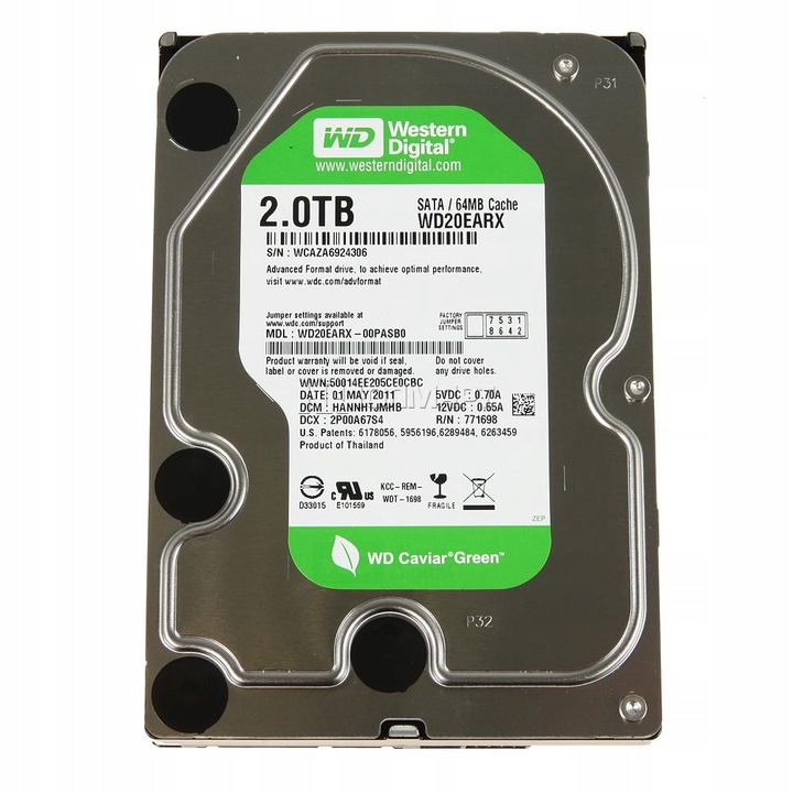 DYSK TWARDY HDD WD GREEN 2TB 3,5 WD20EARX SATA