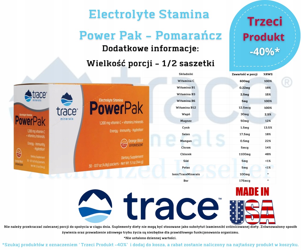 Trace Minerals: Elektrolity Power Pak - Orange
