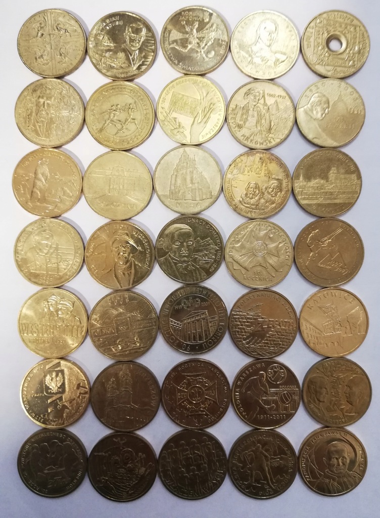 2 zł zestaw 35 różnych monet okolicznościowych różne stany i roczniki Z3