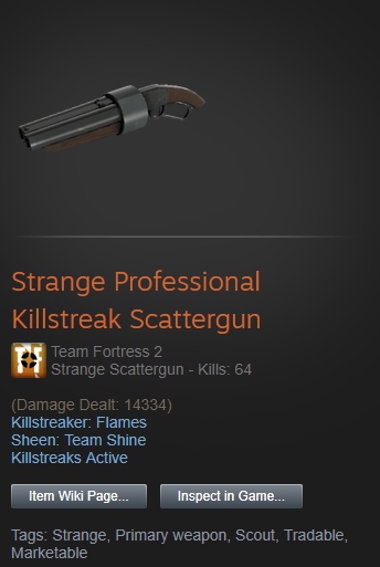 Strange Professional Killstreak Scattergun TF2