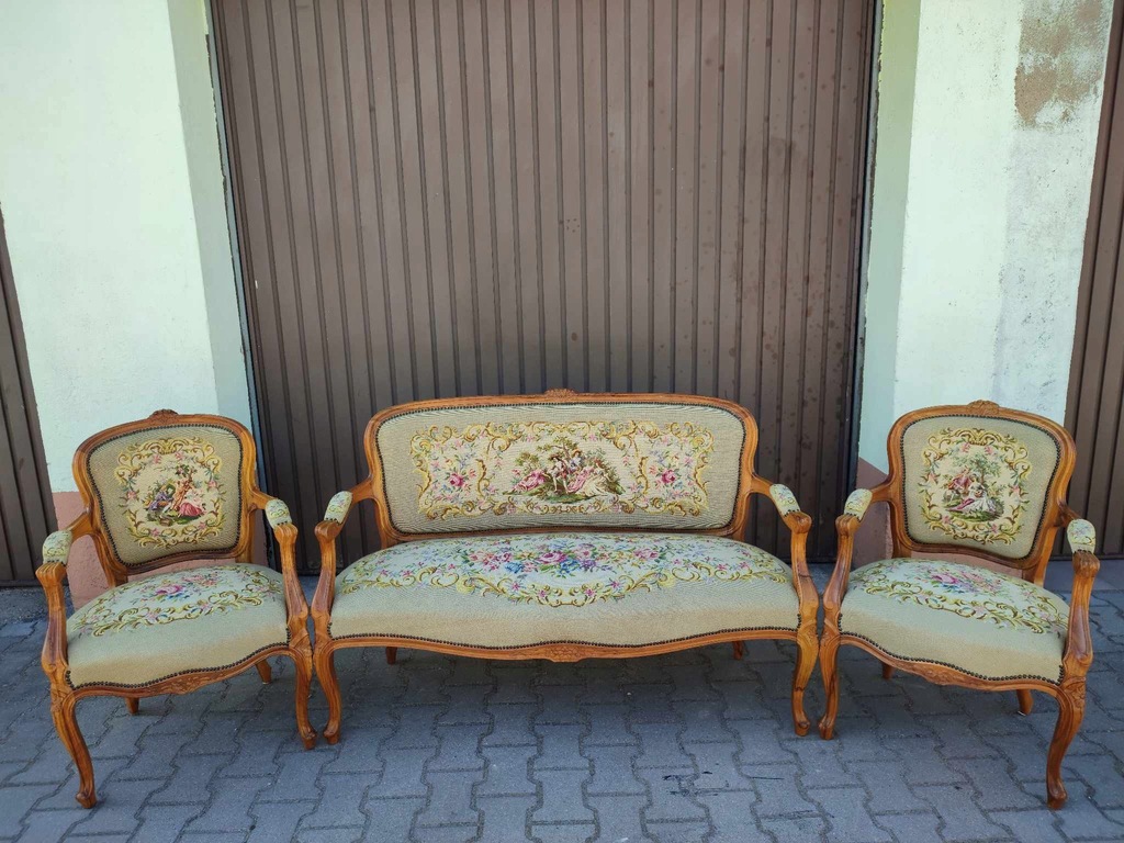 Piękny komplet mebli kanapa + 2 fotele / trony
