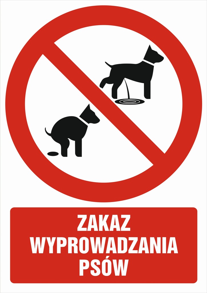 Znak BHP folia Zakaz wyprowadzania psów 297x210