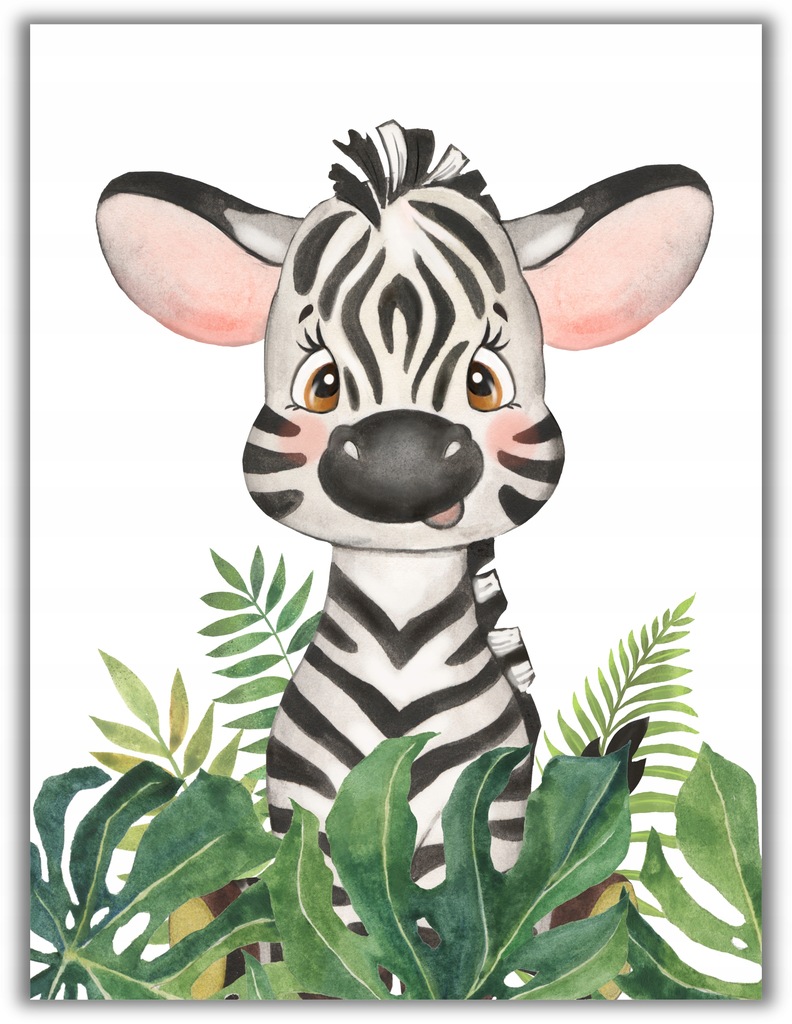 Plakat A3 do pokoju dziecka - safari / zebra