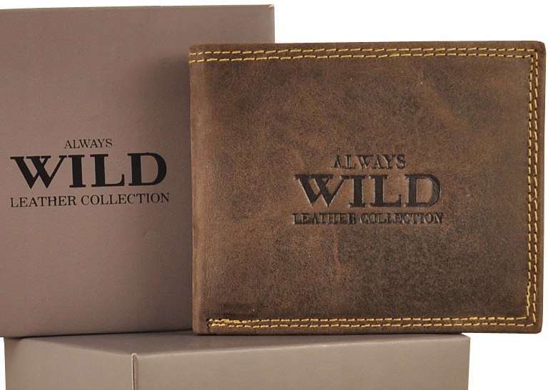 slim MAŁY skórzany PORTFEL męski Always Wild skóra karty dokumenty brw
