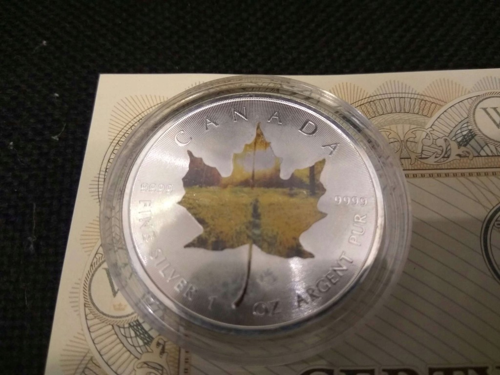 UNCJA AG999 - 5 $ 2014 KANADA LIŚĆ-lato CERTYFIK