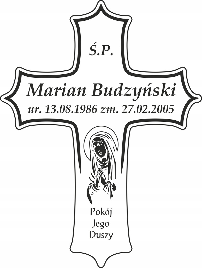 Tablica Nagrobna z Laminatu Krzyż 20X26 cm Biała