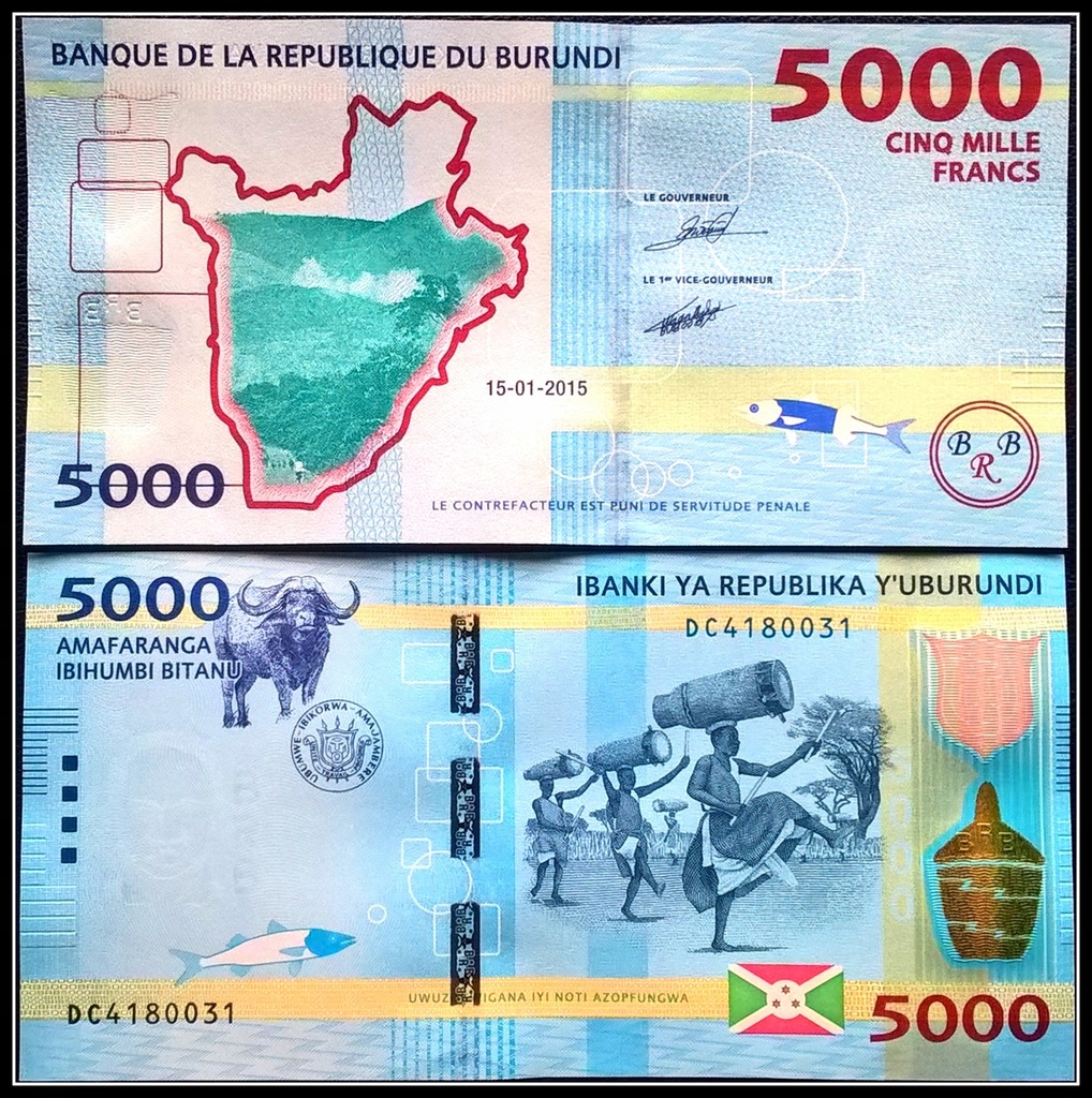 Banknot Burundi 5000 Franków 2015r. UNC