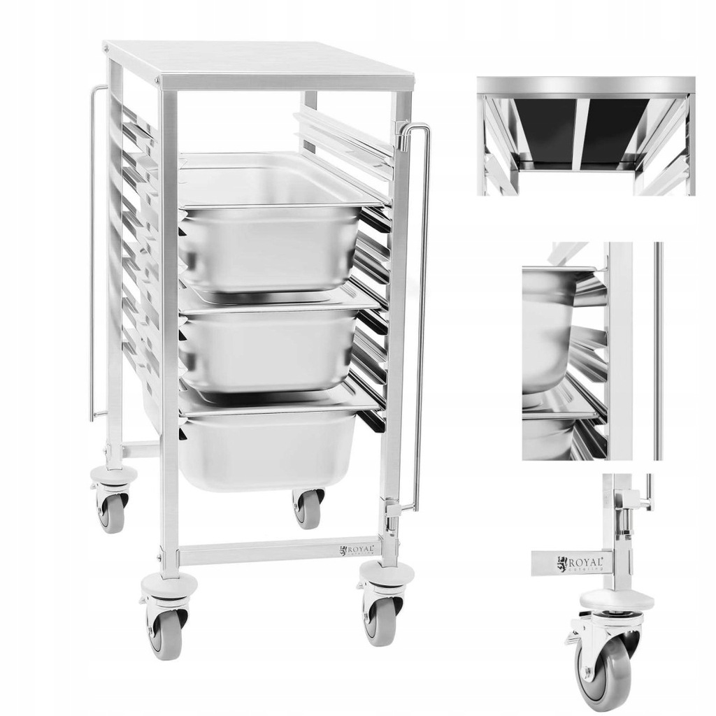 Gastronomiczny wózek z półką do transportu pojemni