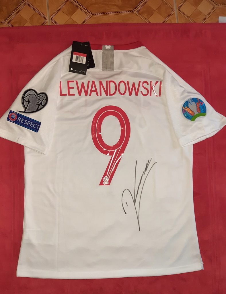 Koszulka Polska EURO 2020 LEWANDOWSKI z autografem
