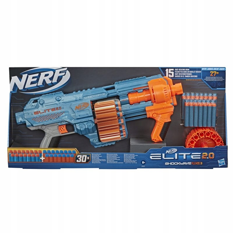 Pistolet Nerf Elite 2.0 Wyrzutnia Shockwave RD-15 Blaster 30 strzałek