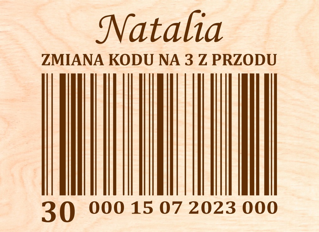 SZKATUŁKA NA 30 URODZINY z imieniem zmiana kodu