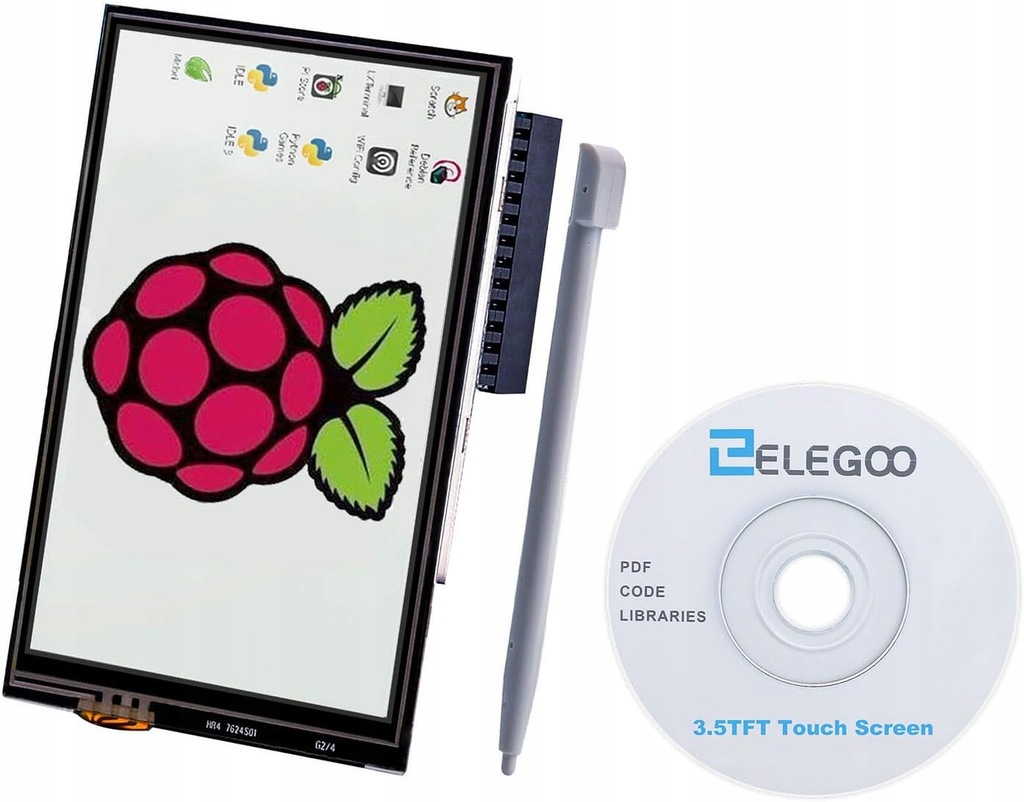 ELEGOO wyświetlacz dotykowy 3,5" TFT LCD, 480 x 320, do Raspberry Pi