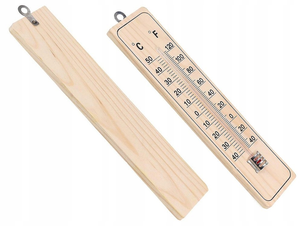 Termometr -40 do +50 drewno zewnętrzny wewnętrzny