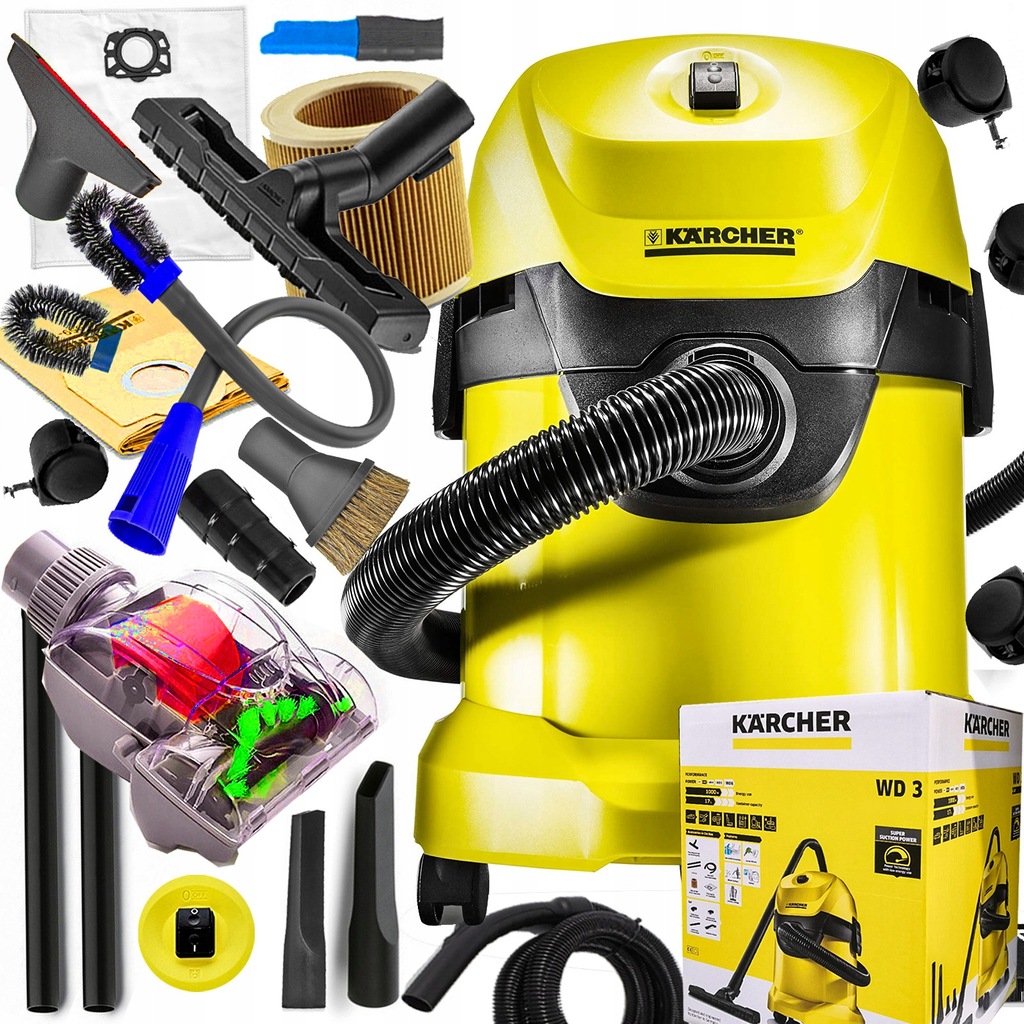 Купить МОЩНЫЙ ПРОМЫШЛЕННЫЙ ПЫЛЕСОС KARCHER WD3 TURBO XXXL: отзывы, фото, характеристики в интерне-магазине Aredi.ru