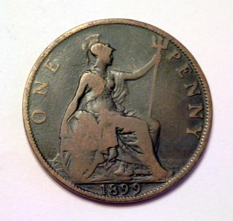 1899 rok - stara duża angielska moneta - Victoria