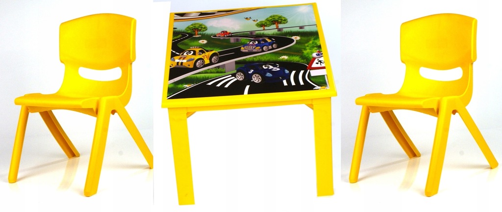 Stolik dla dziecka plastik + 2 krzeseŁka żółty