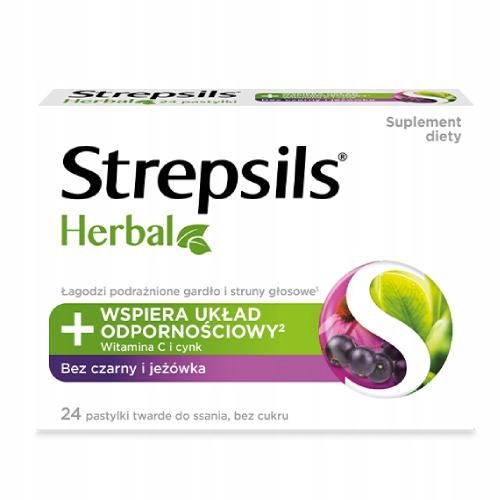 STREPSILS HERBAL czarny bez, jeżówka, 24 past.