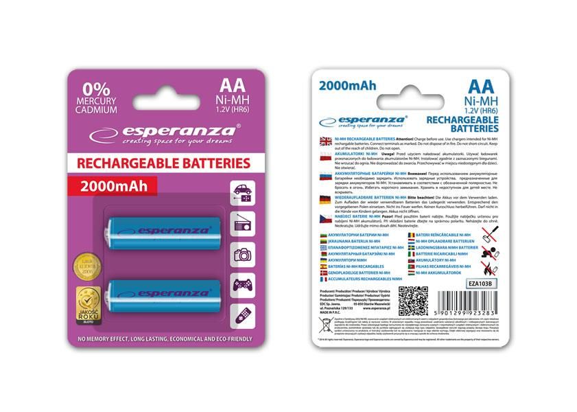Akumulatorki Esperanza 00mah 2szt Niebieskie Oficjalne Archiwum Allegro