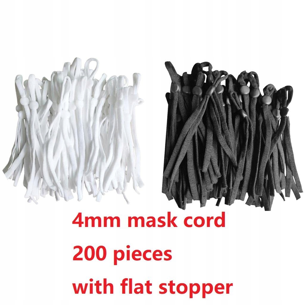 200x Flat Elastic Cord with Adjustable Buckle Stopper for Making Face Masks