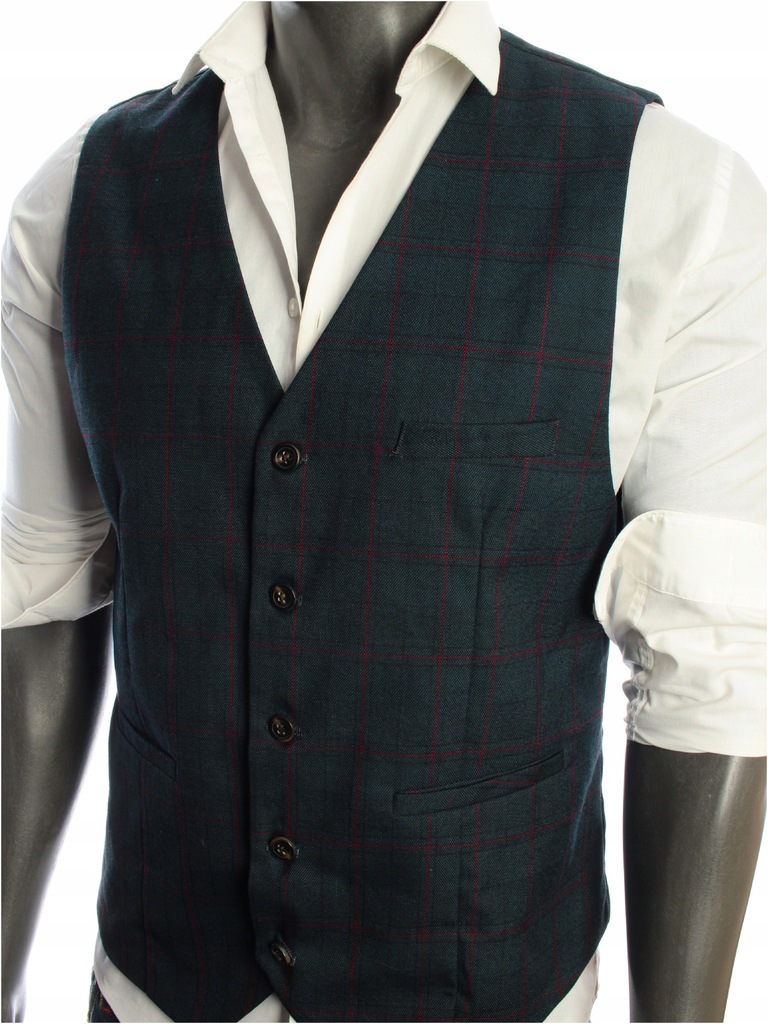 Kamizelka męska elegancka z wzorem kratka stylowa r. M