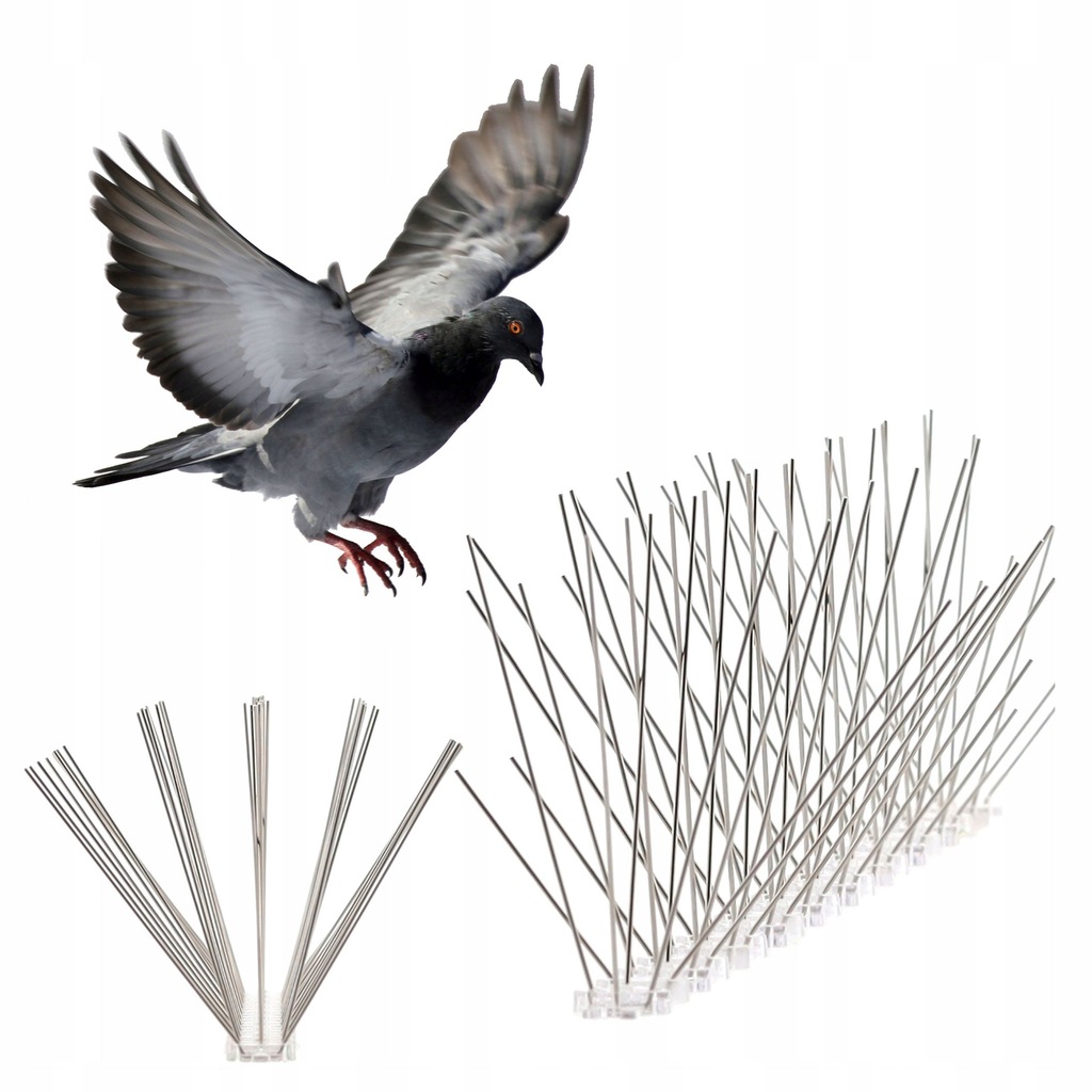 Gęste metalowe kolce na ptaki 10x50cm - 600 kolców