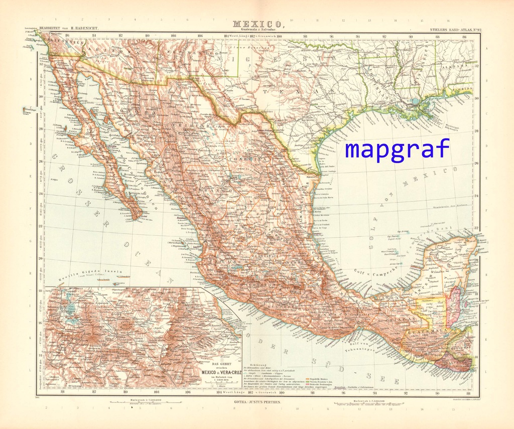 MEKSYK oryginalna stara mapa z 1906 roku 92