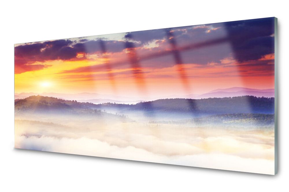 Lacobel Panel Szklany Ścienny Góra Słońce 120x60