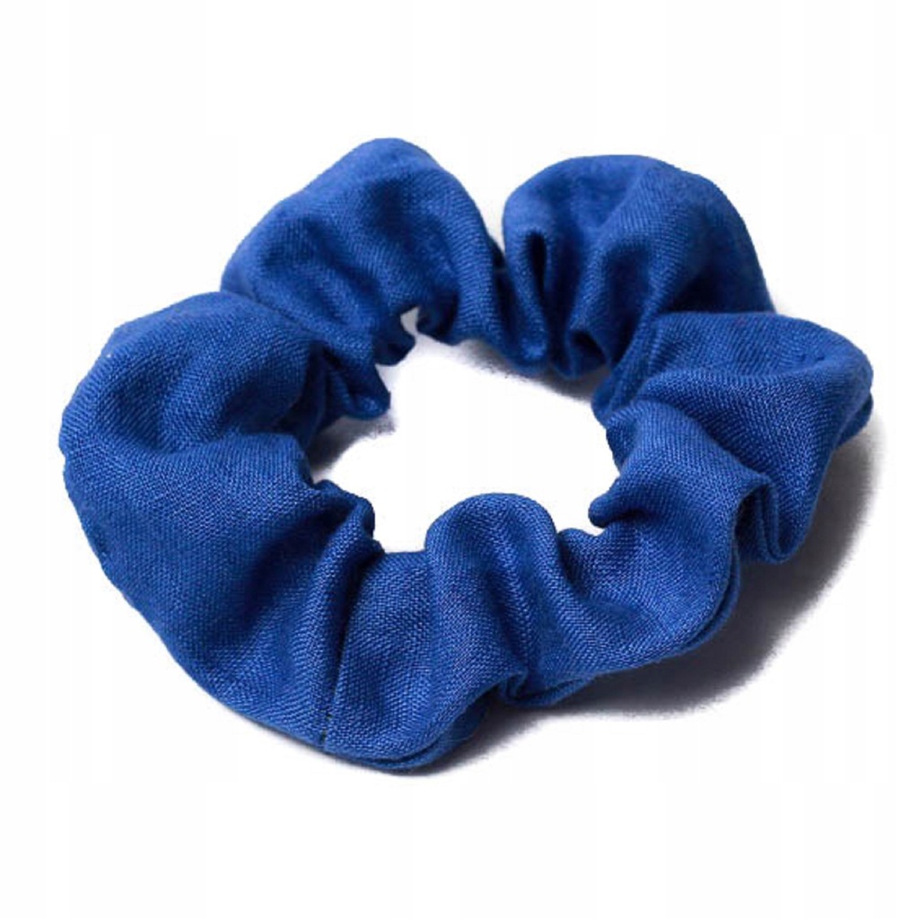 Gumka do włosów scrunchie 100% len niebieski