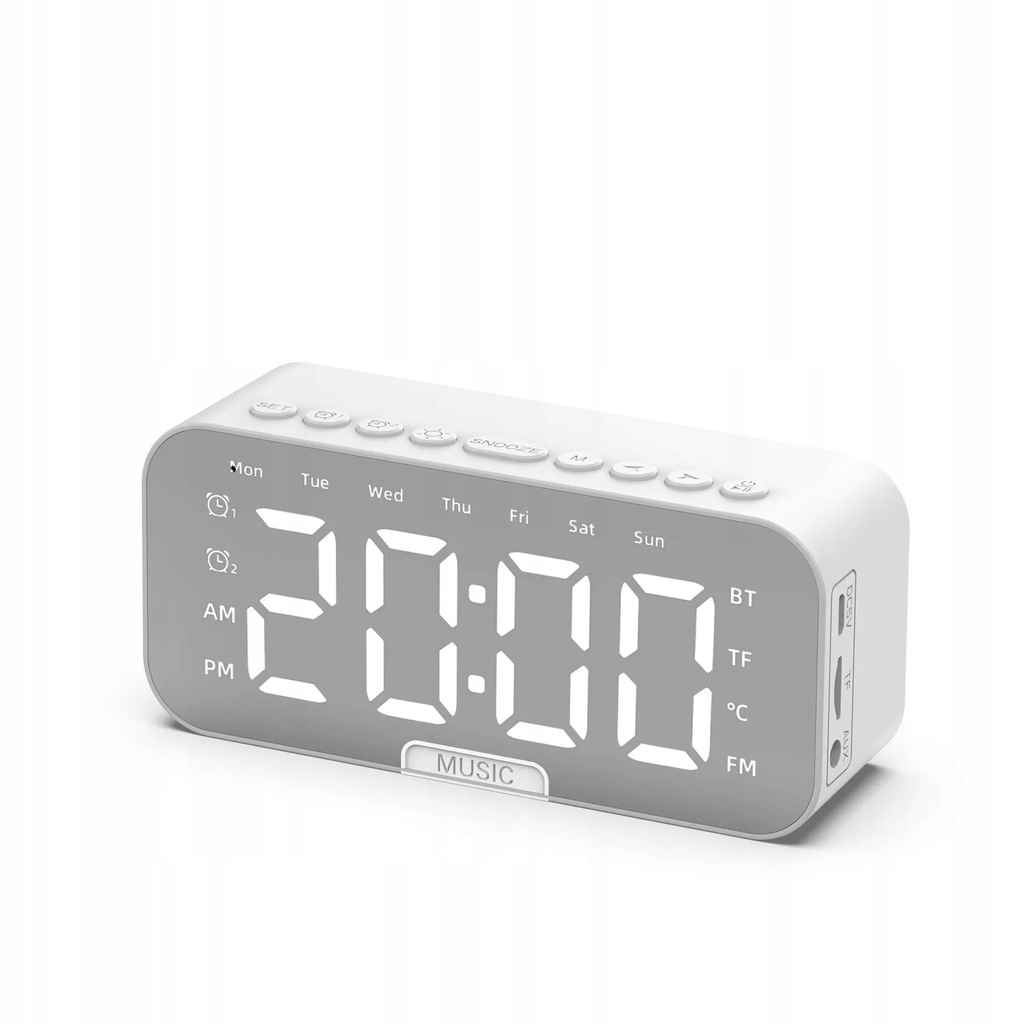 LED Digital Alarm Clock with Bluetooth Speaker Temperature FM Radio