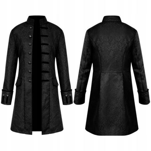Czarny płaszcz wiktoriański cosplay średniowiecze surdut XXL