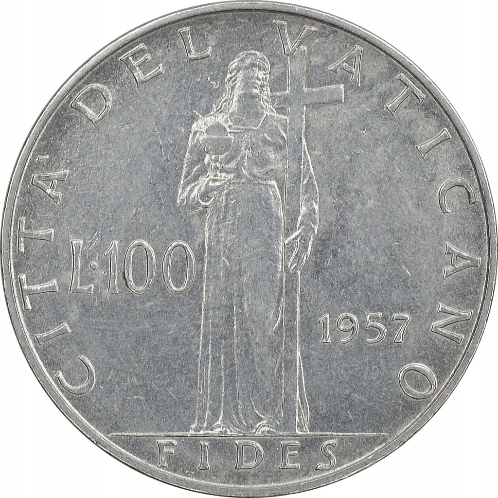5.WATYKAN, PIUS XII, 100 LIRÓW 1957