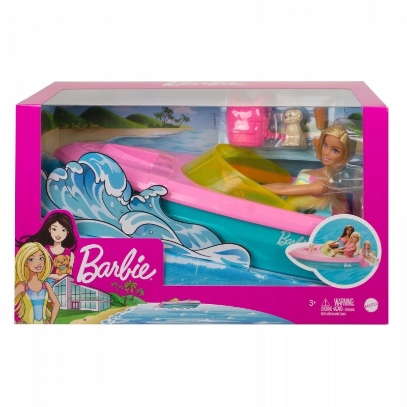 Lalka Barbie + Motorówka