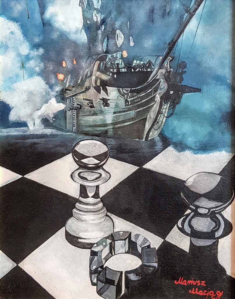 Maciąg, szachy pionek okręt magiczny surrealizm