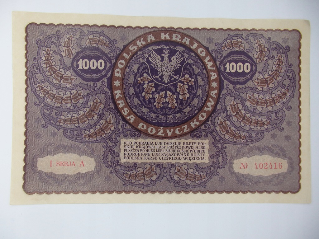 Polska - 1000 marek polskich 1919 - I seria A - pojedyncza - piękny stan