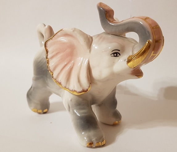Figurka słoń porcelanowy szary